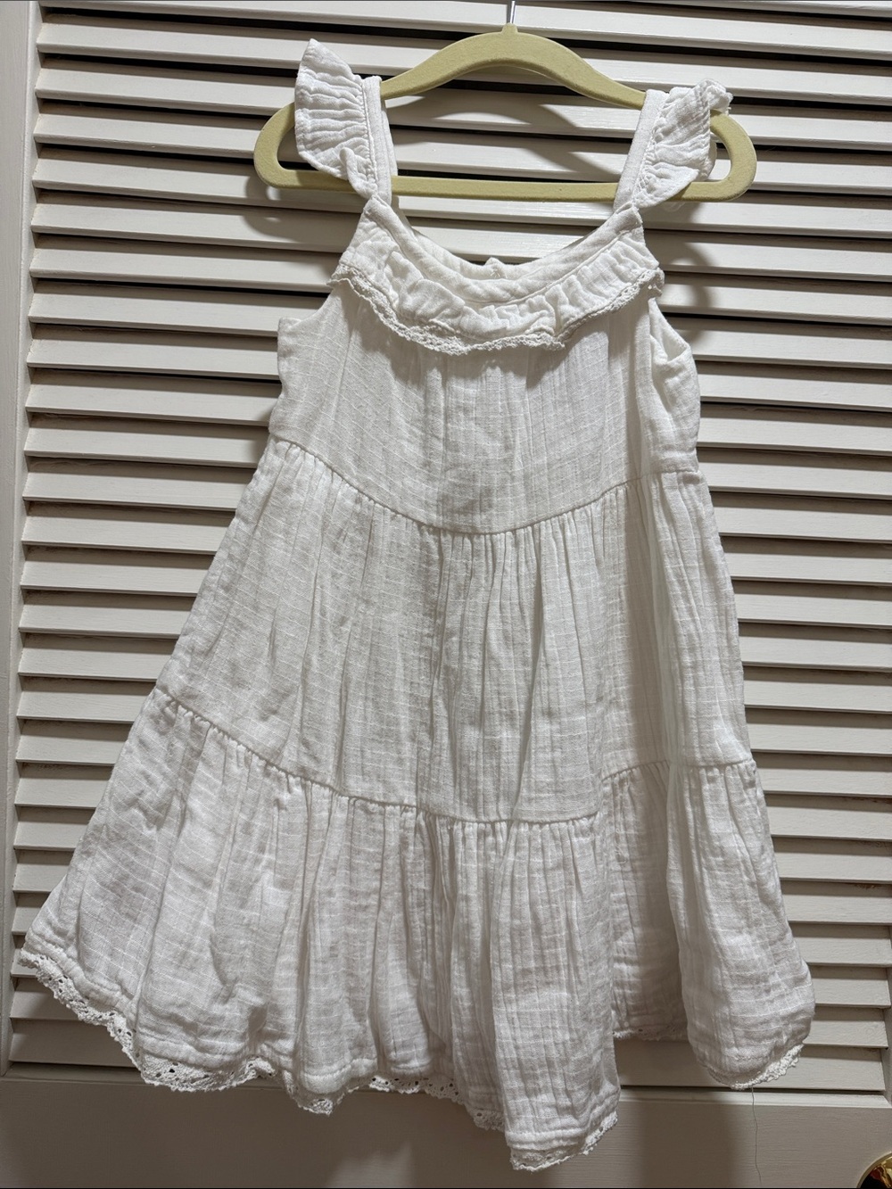 Joie White Ruffle-Strap Tiered Cotton Dress for Girls